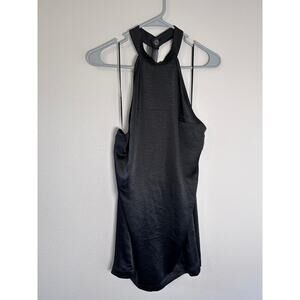 NWT Molly Green Black Halter Dress Size M Glitter Back Stretch Party Evening